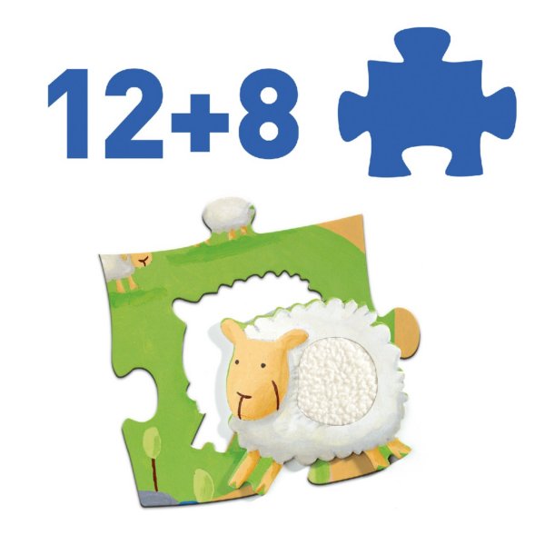 Djeco - Óriás puzzle - Tanyasi állatsimogató, 12+8 db-os - Tactile farm puzzle - Image 4