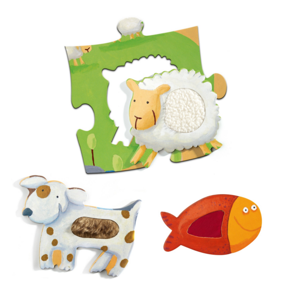 Djeco - Óriás puzzle - Tanyasi állatsimogató, 12+8 db-os - Tactile farm puzzle - Image 2