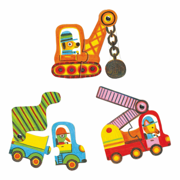 Djeco Párositó puzzle - Munkagépek, 12 db-os - Articulo vehicles - Image 2