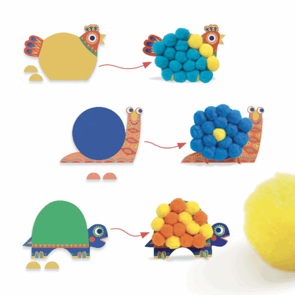 Djeco-Pompom-kép készítés - Óriáspompomos állatok - Fluffy animals - Image 2