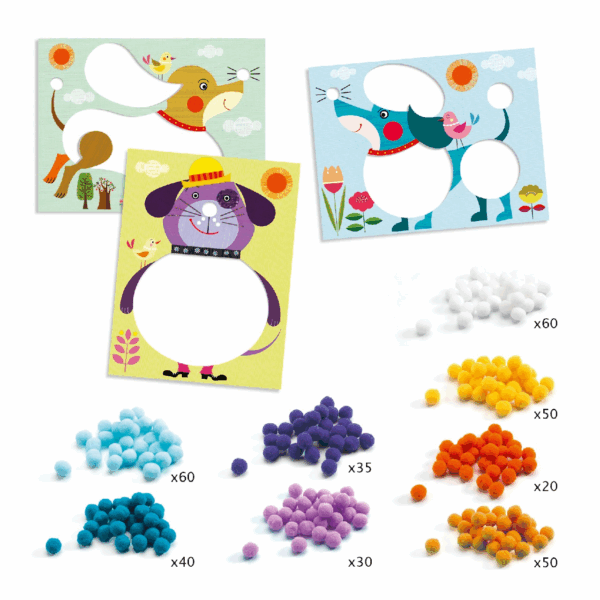 Djeco - Pompom-kép készítés - Simogatni való kutyák - Image 2