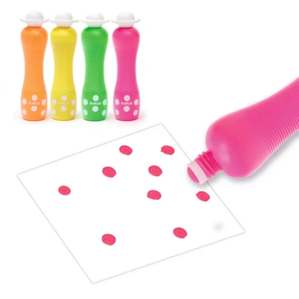 Djeco Marok filc készlet 4 fluoreszkáló színben - Pontozó színezés - Image 2