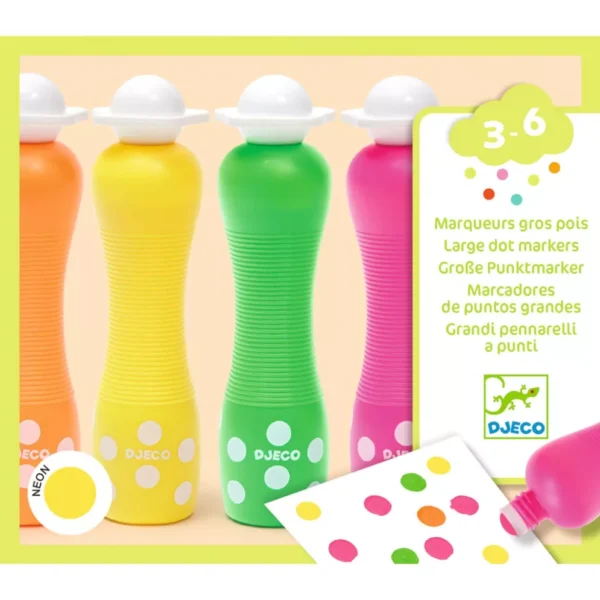 Djeco Marok filc készlet 4 fluoreszkáló színben - Pontozó színezés