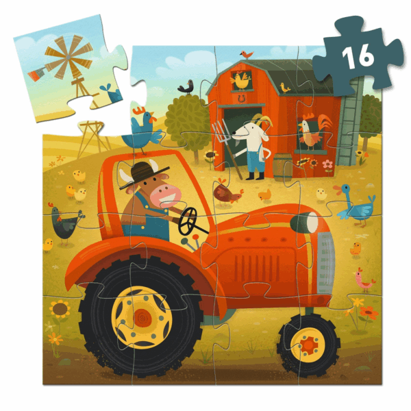 Djeco Formadobozos puzzle - Traktor, 16 db-os - The tractor - Image 2
