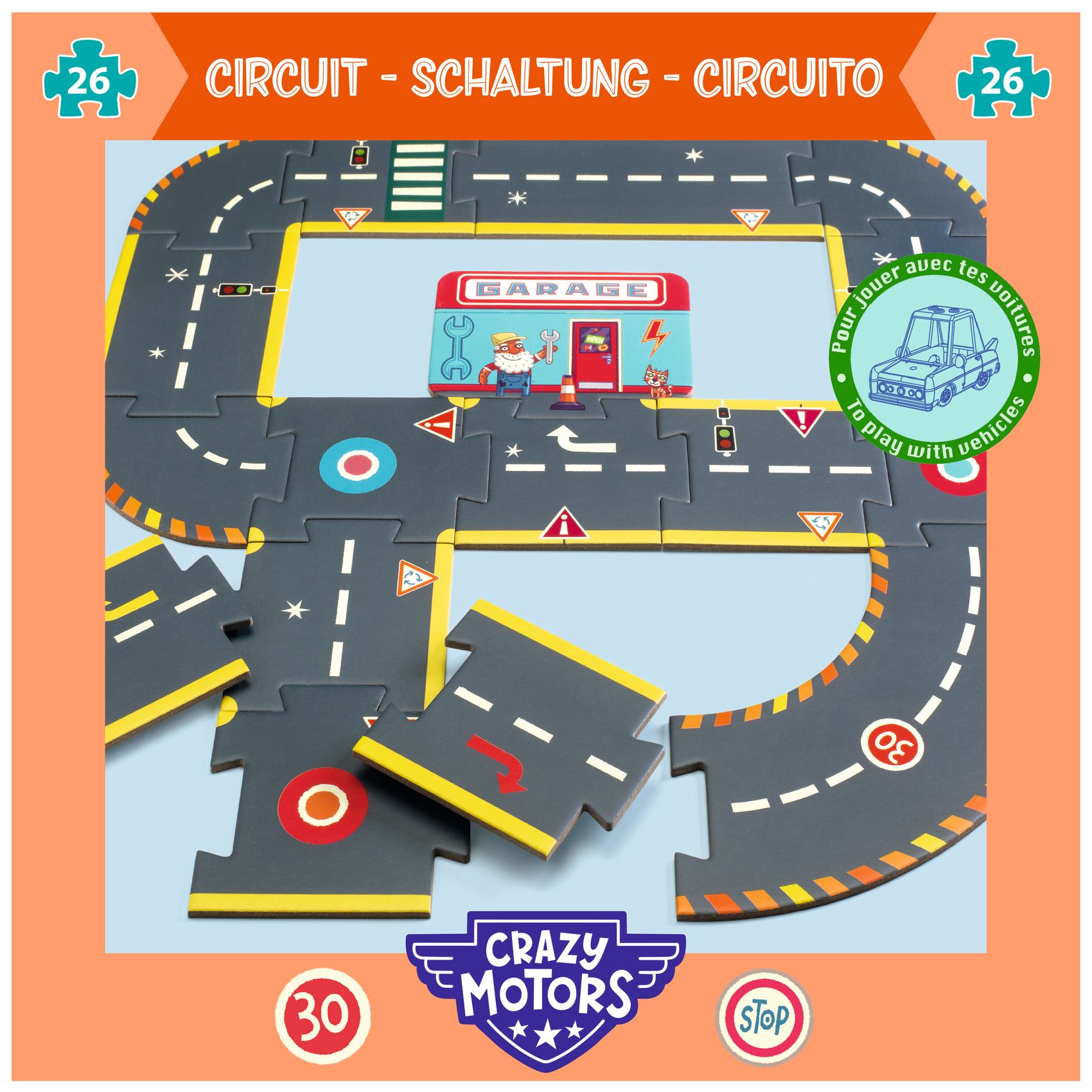 CRAZY MOTORS autópálya - Városi kőrút - City circuit - Giant puzzle - 26 pcs - Image 8