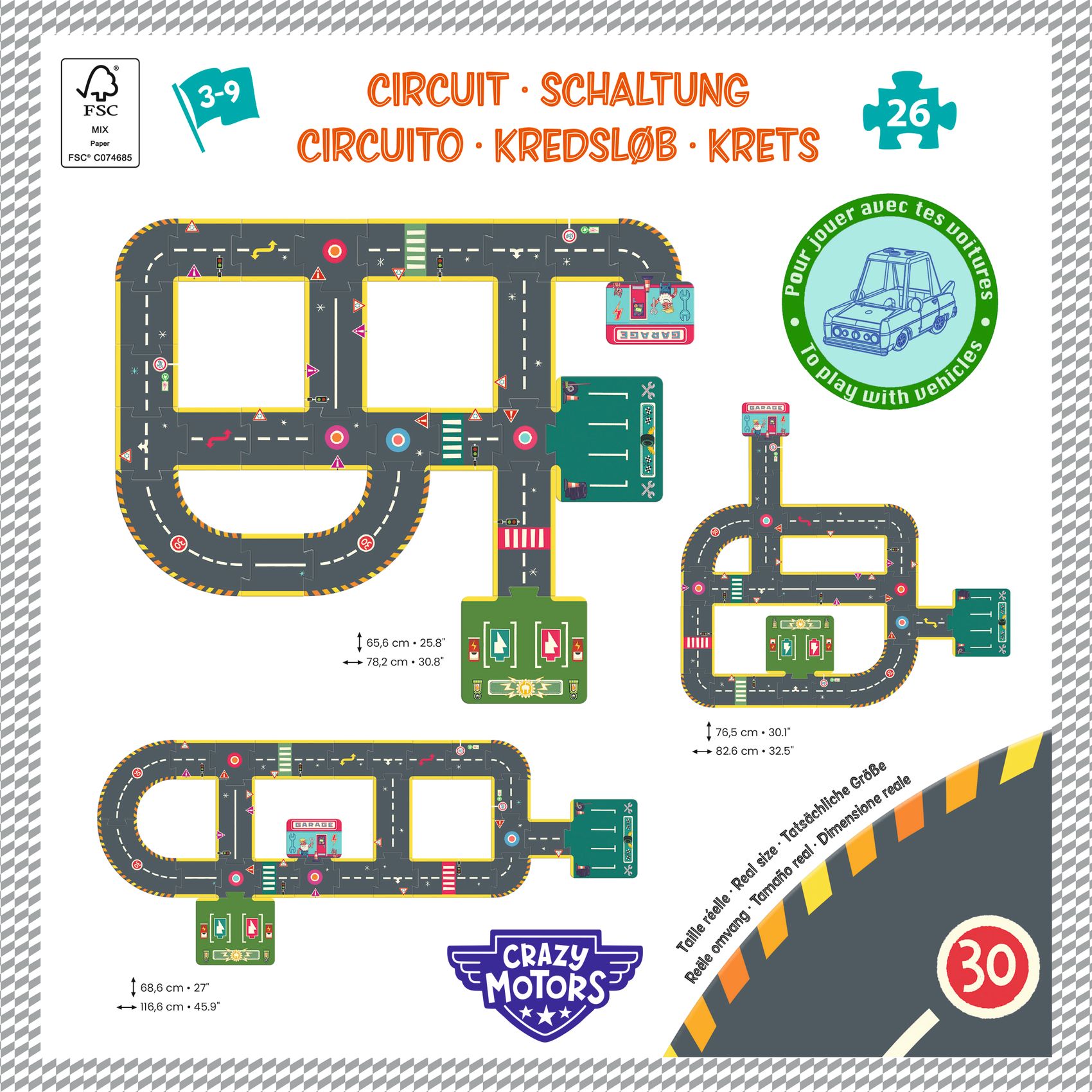 CRAZY MOTORS autópálya - Városi kőrút - City circuit - Giant puzzle - 26 pcs - Image 7