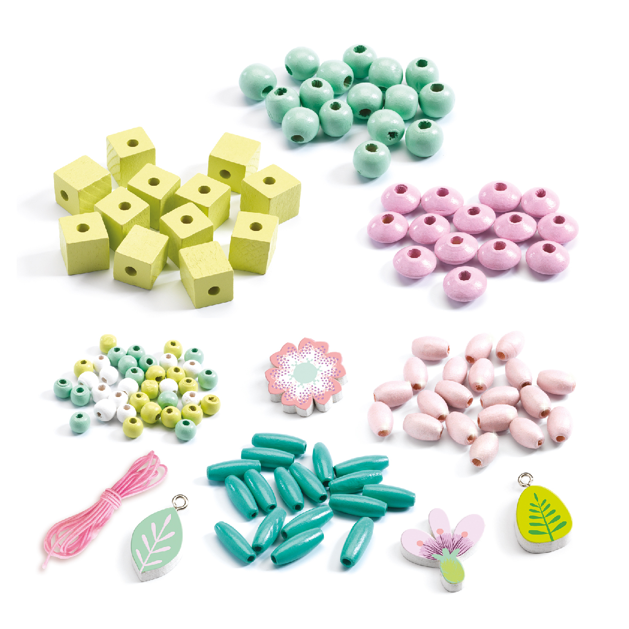 Fagyöngy készlet - Levelek és virágok - Wooden beads, leaves and flowers - Image 3