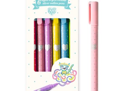 Kontúrtoll készlet - Ezüst, 6 db-os - 6 silver outline pens