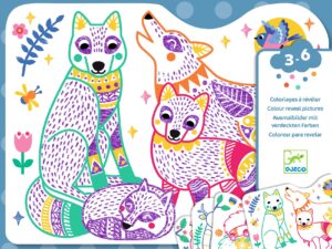 Meglepetés színező - Erdei állatcsalád - Forest families