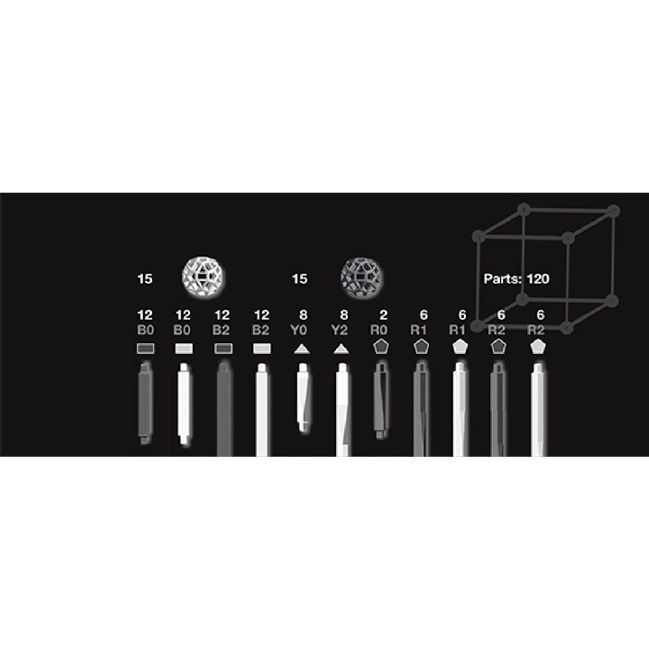Tudományos modellező készlet - ZomeTool fekete-fehérben - Design 3 - Image 4
