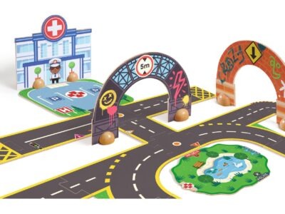 CRAZY MOTORS autópálya - Városi úthálózat épület elemekkel - Puzzl'Up City-Giant- 33 pcs