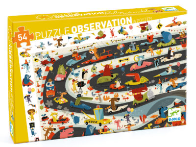 Megfigyeltető puzzle - Állati autóverseny, 54 db-os - Car rally