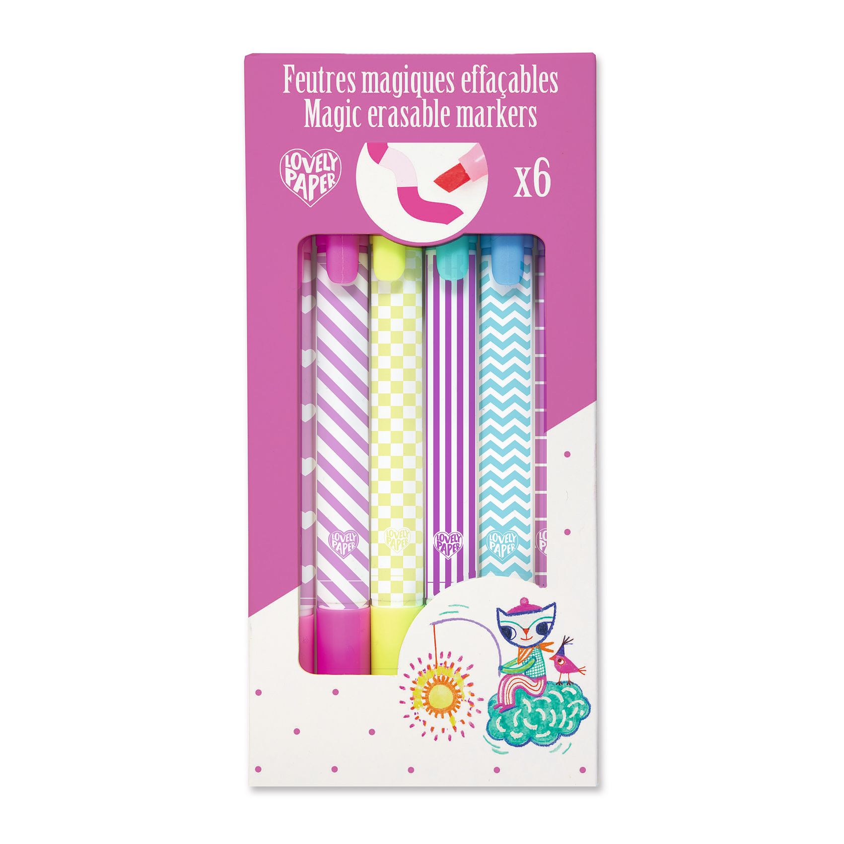 Mágikus filctolkészlet - 6 db radírozható filctoll - Magic erasable markers