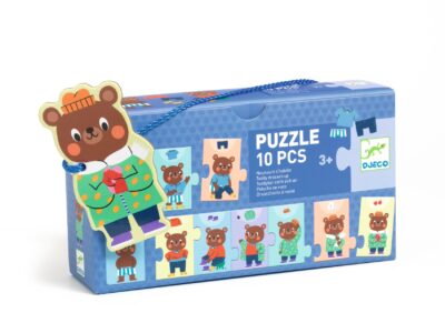 Sorozatkirakó puzzle - Mackó öltözködik, 10 db-os - Teddy dresses up